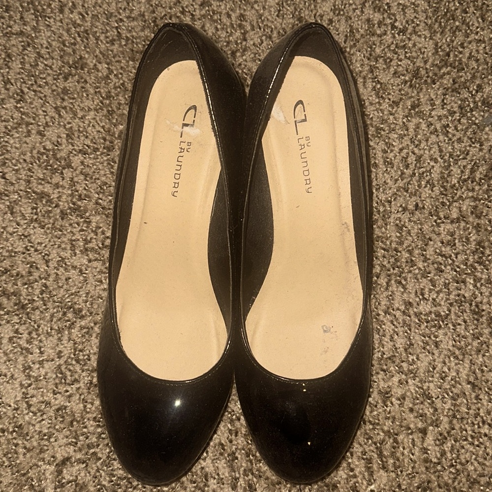Black close toed wedge heels size 10